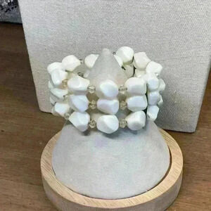 White Beaded Wrap Bracelet Vintage